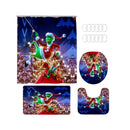 2024 New Christmas Snowman Print Toilet Bathroom Mat And Shower Curtain Four-Piece Set Bathroom Ornaments Fun Decorative