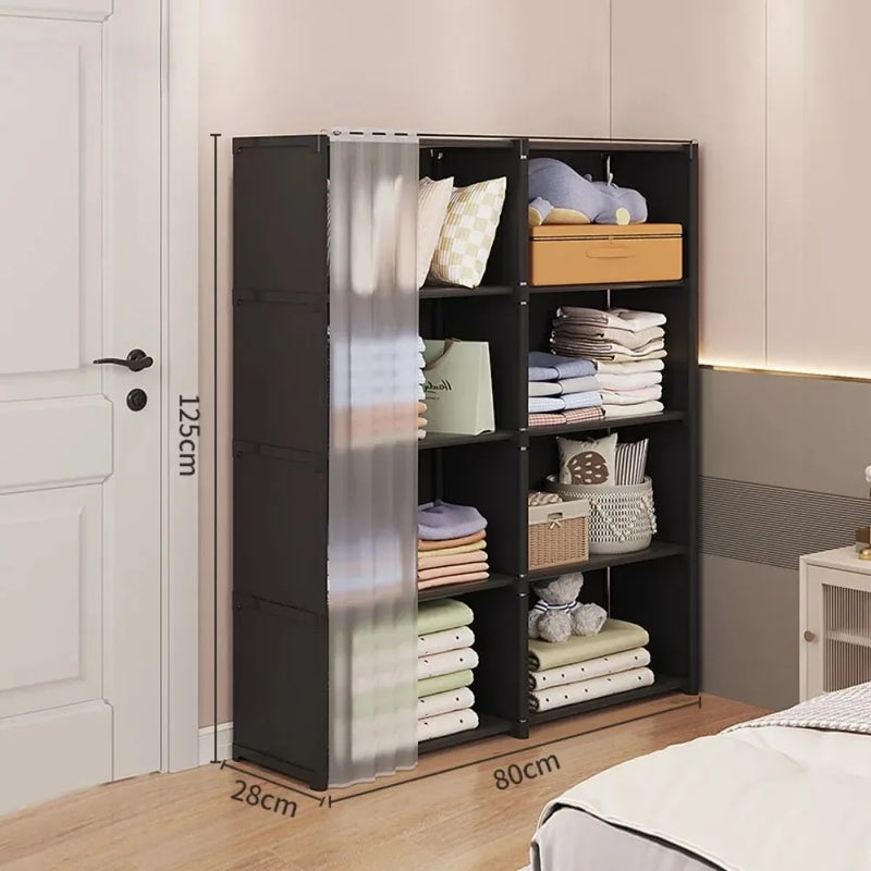 Dustproof Wardrobe Multipurpose Storage Rack Folding Plastic Cabinet Wardrobes Simple Assembly Multi-layer Wardrobe Partition