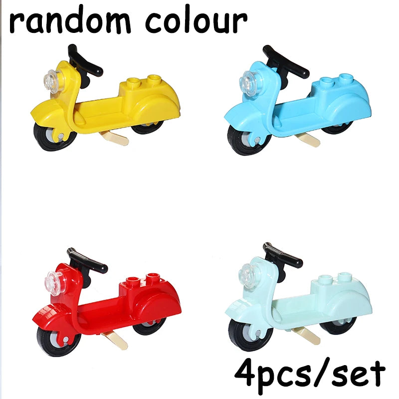MOC Bricks Chrome Bike Bicycle Scooter Model Building Block Little Sheep Motorcycle City Traffic Bicycle Motor Vehicle Car
