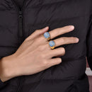 Trend Colourful Signet Square Ring Metal Glossy Geometric Width Crystal Bud Finger Punk Style Fashion Ring Jewelry Accessories