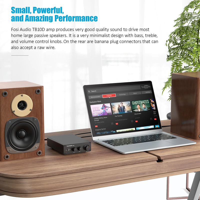 Fosi Audio 300Wx2 HiFi Sound Power Amplifier Upgrade New  TPA3255 Class D Stereo Amp With Treble Bass For Home Speaker