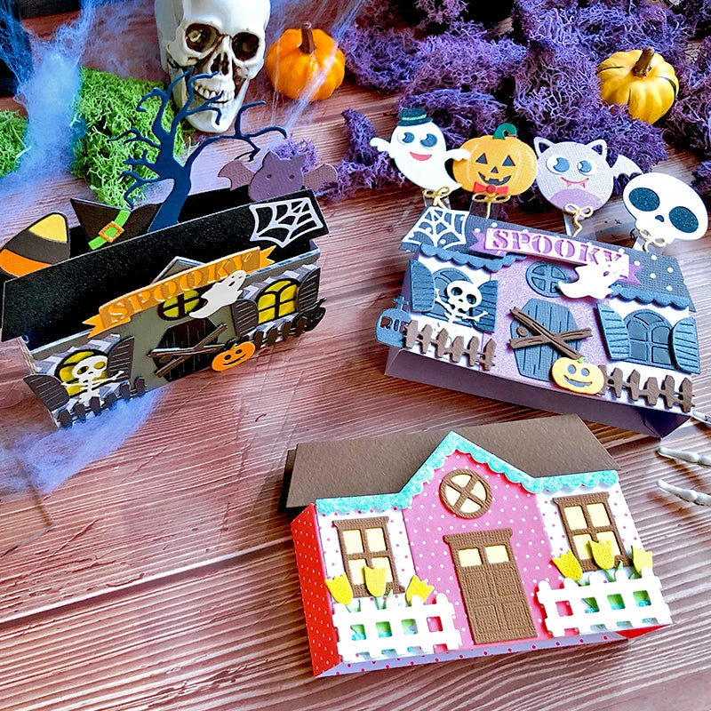 Panalisacraft Halloween Spooky House Cutting Dies Stencils DIY Scrapbooking Album Decorative Embossing DIY Paper Craft Cards