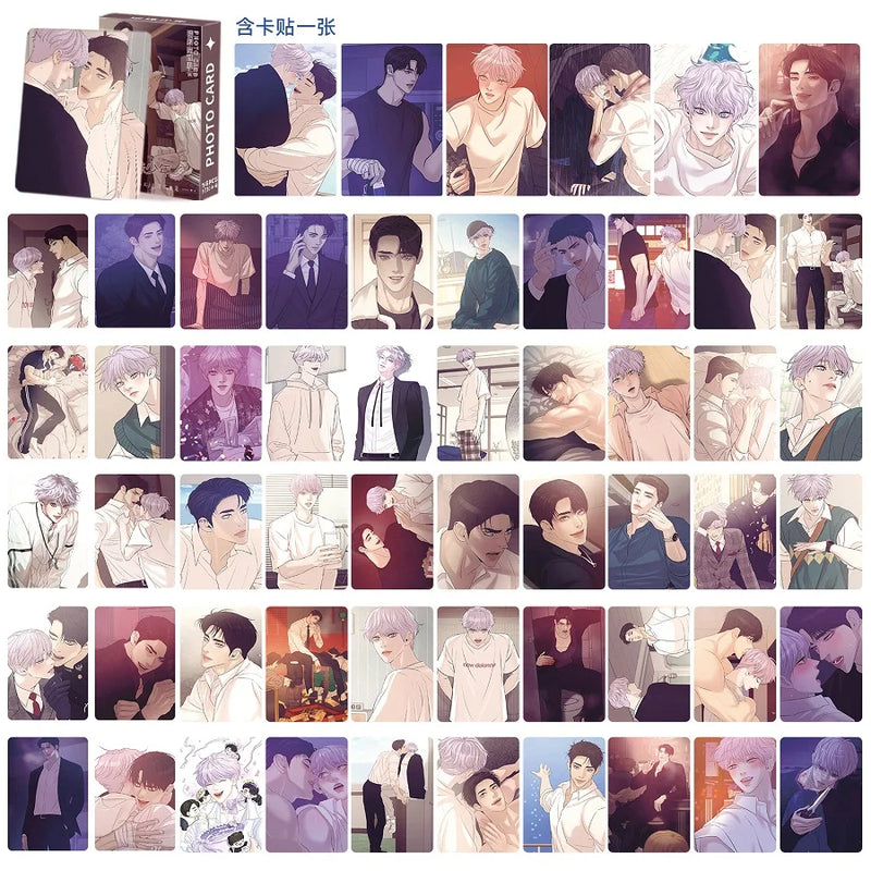 56 Pcs/Set  Korean Manhwa Shell Pearl Boy Laser Lomo Card Jooha Dooshik Comic Characters HD Photocard Cosplay Gift