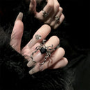 Gothic Crystal Ball Halloween Spider Finger Ring for Women Men Couple Unique Punk Jewelry Animal Party Daily Gift Accessories