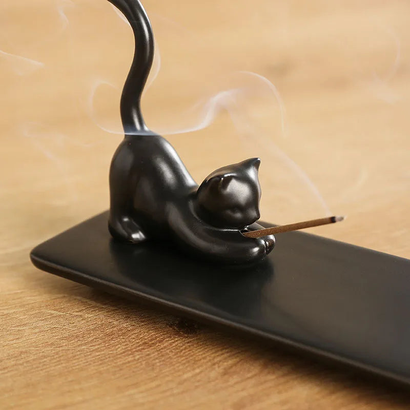 1pc Home Decor Incense Burner Cute Cat Lovely Rabbit Incense Stick Holder Ceramic Handicraft Girl Friend Gifts- Without Incense