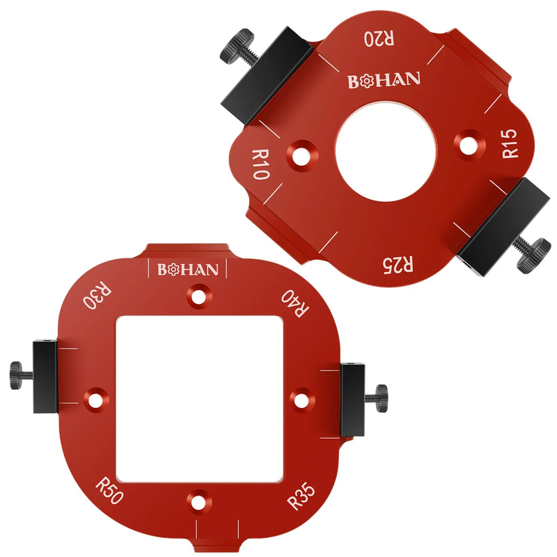 2Pcs Woodworking Router Round Corner Radius Template Aluminum Alloy Radius Jig Router Template Positioning Jig for R10 to R50