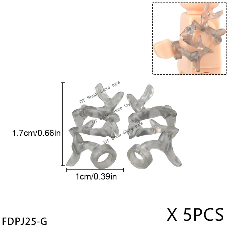 5PCS Cartoon Special Effects Pieces Arm Fist Wind Lightning Leg Flames Weapons Accessories Assemble Scene Bricks Kids for Toys