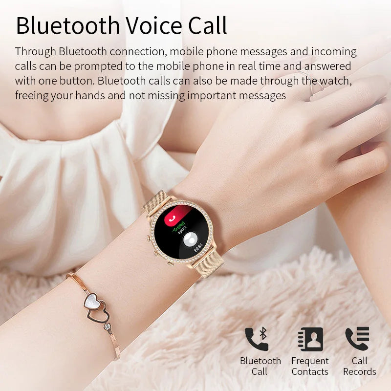 LIGE New Fashion Smart Watch Ladies Bluetooth Call Blood Pressure DIY Custom Dial Sport Bracelet Waterproof Men Smartwatch Women