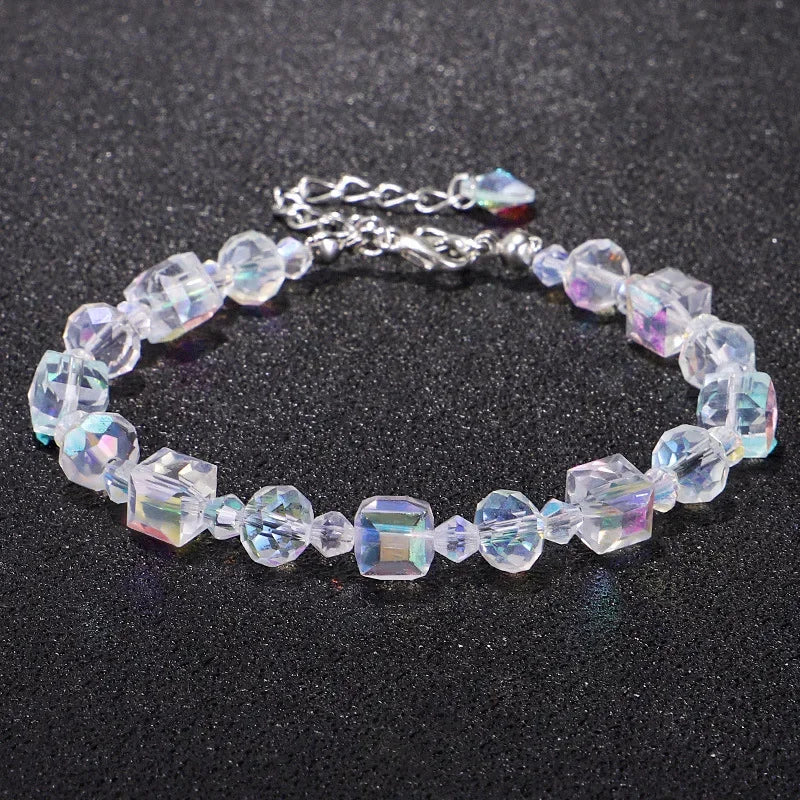 AB Color  Beaded Bracelet Handmade Wristband Fashion Square Crystals For Women Adjustable Party Jewelry Pulseras Mujer