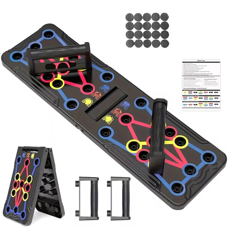 Portable Multifunctional Push-up Board Set With Handles Foldable Fitness Equipment For Chest Abdomen Arms And Back Training