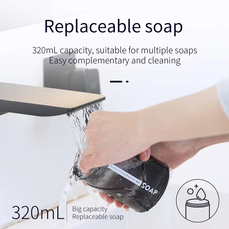 USB Automatic Liquid Soap Dispenser Touchless Sensor Foam Machine with Temperature Display for Bathroom Equipment