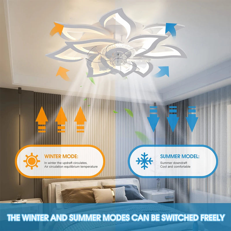 IRALAN Ceiling Light With Forward And Reverse Air Circulation Fan Stepless Dimming Light For Living Room Bedroom Office Lounge