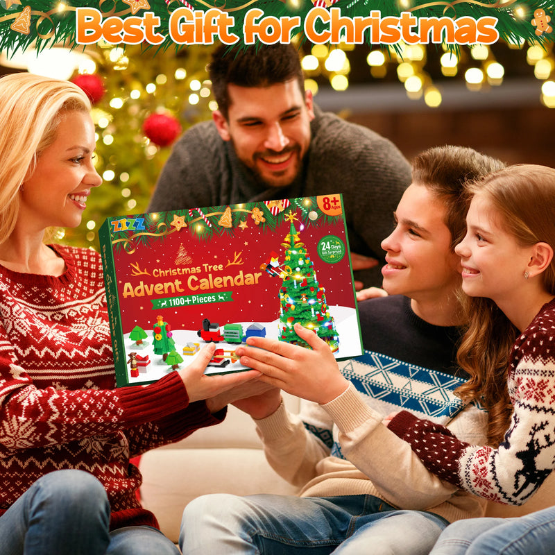 Christmas Tree Advent Calendar Building Set - 24 Days of Holiday Surprises & Festive Fun, Christmas Gift for Kids