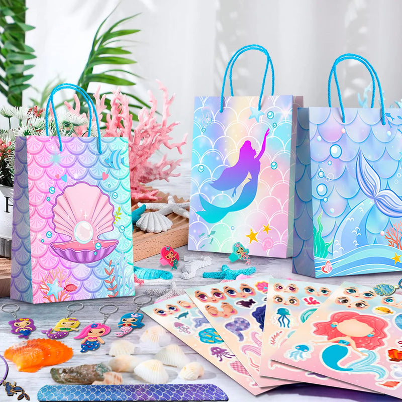 84pcs Mermaid Party Favors for Boys and Girls with Mermaid Birthday Rings Keychain Slap Bracelets Bags Hair Clips Necklace etc
