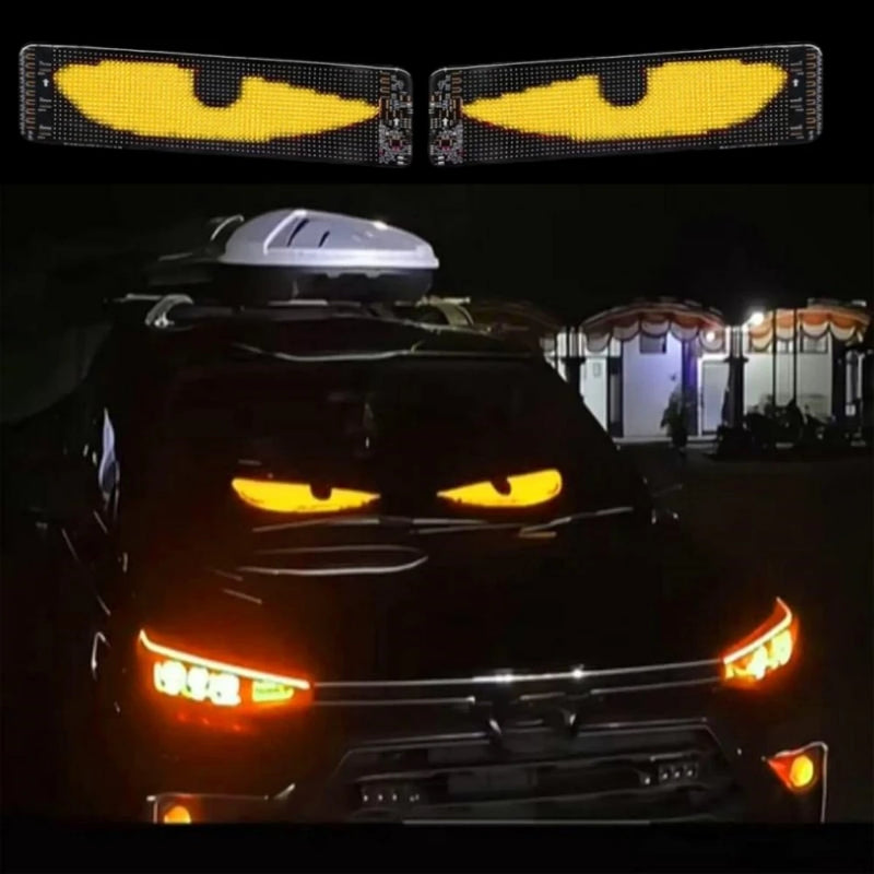 2PCS Devil Eyes Light Truck LED Windshield Eyes Custom Flexible Neon Matric Panel Car LED Display Flashing Evil Eyes For Cars