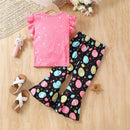 Adorable Baby Girl Easter Outfit Set with Short Sleeve Top and Flare Pants - Cute Toddler Clothing for Spring Festivities