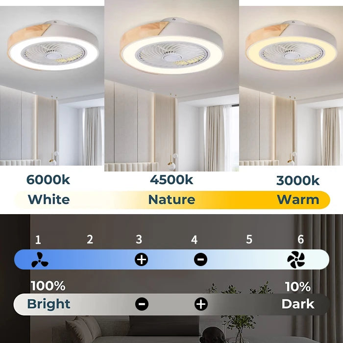 Bedroom ceiling fan light, intelligent voice invisible ceiling fan light, dining room home use Nordic macaron electric fan penda