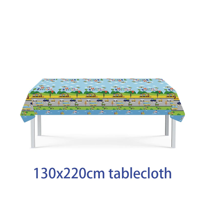 Cartoon Transport Birthday Decorations For Boys Children Disposable Tableware Paper Material Cups Napkins Plates Tablecloth
