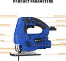 2000W Electric Jig Saws, 6 Variable Speeds, 4 Orbital Sets and 0°-45° Bevel Cutting for Wood, Plastic and Metal, with LED Light