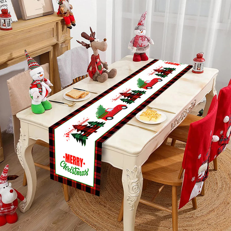 Christmas Table Runner Polyester Xmas Table Flag Cover Merry Christmas Decorations for Home 2024 Xmas New Year Tablecloth 2025