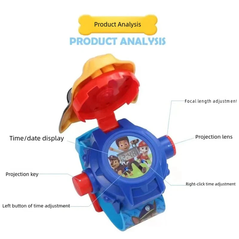 Paw Patrol Watch Cartoon 3D Projection Watch Chase Rubble Marshall Skye Anime Digital Watches Model Children Toy Wristband Watch