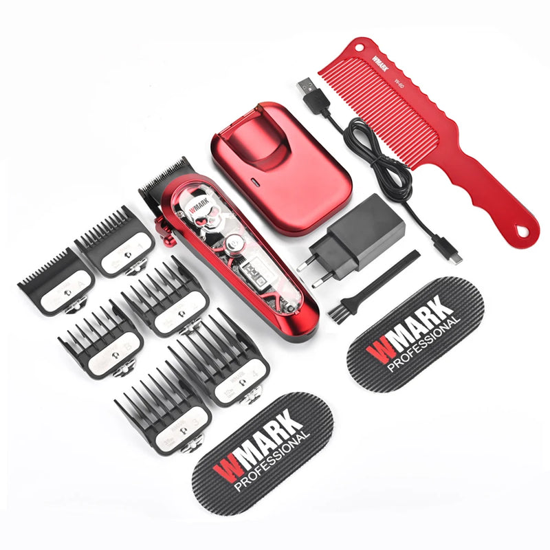 Exclusive WMARK NG-130 Wireless Charging Barber Professional Men's Barber Tool Type-C Interface with Base Electric Clipper