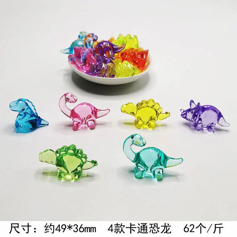 Camal 10pcs 4 Styles Jurassic World Dinosaur Acrylic DIY Ornament Amusement Park Children's Cartoon Toy Gemstone Decoration