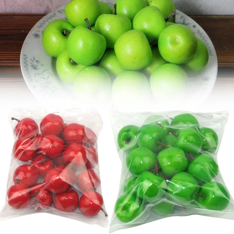 20pcs Artificial Apples Fruit Plastic Fake Red Green Apples Photo Props Wedding Decorations Fruit Home Artificial Varietal Shop