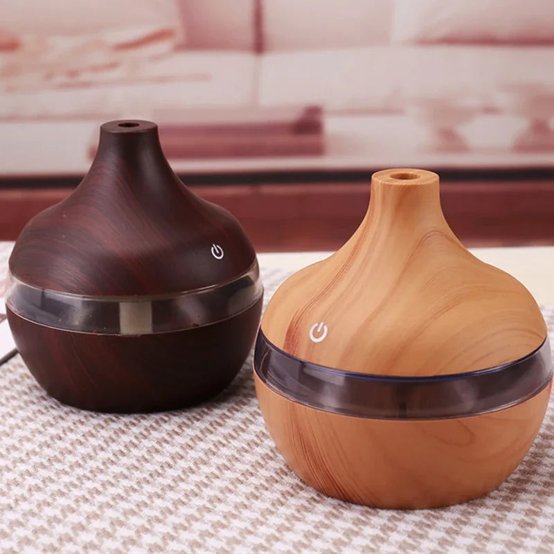 USB 300ML Air Humidifier Electric Aroma Diffuser Mist Wood Grain Oil Aromatherapy Mini Portable Newfashioned For Car Home Car