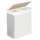 SONGMICS - Laundry Basket with Lid - Bamboo Laundry Basket with 2 Sorting Compartments, Removable Bag, Cotton Handles