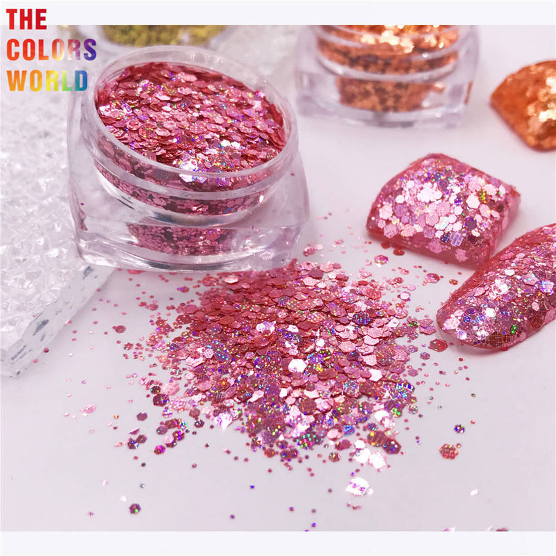 TCT-415 Mix Color Chunky Shinning Laser Nail Glitter Nail Art Decoration Body Art Tumbler Crafts Accessories Festival Supplier