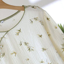 2025 Spring and Autumn New Women's Pajama Set 100% Cotton Crepe Long Sleeve Long Pants Two Piece Set Simple Home Clothes