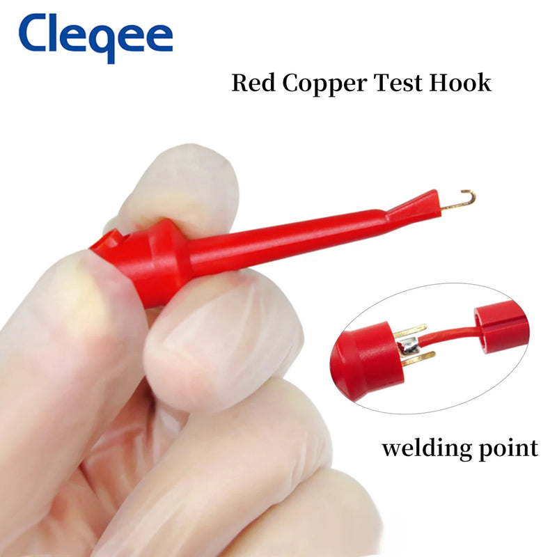 Cleqee P5002 10pcs SMD IC Test Hooks Clips Mini Grabbers Copper Clamp ABS Cover For Breadboard Multimeter DIY Electronics Cable