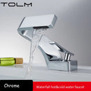 TOLM Brass Black Gold Basin Faucet Bathroom Sink Faucets Hot Cold Water Mixer Crane Deck Mounted Single Handle Hole Bath Kitchen