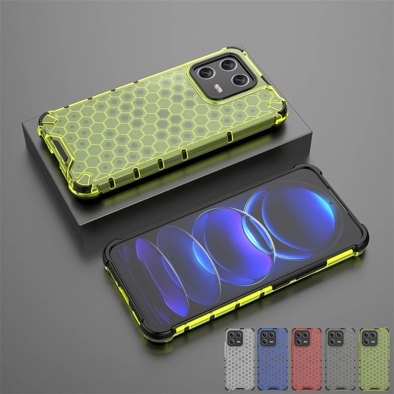 Honeycomb Shockproof For Xiaomi 13 Case Armor Phone Capa For Xiaomi 13 Pro Cover Translucent TPU PC Protector For Xiaomi 13 Case