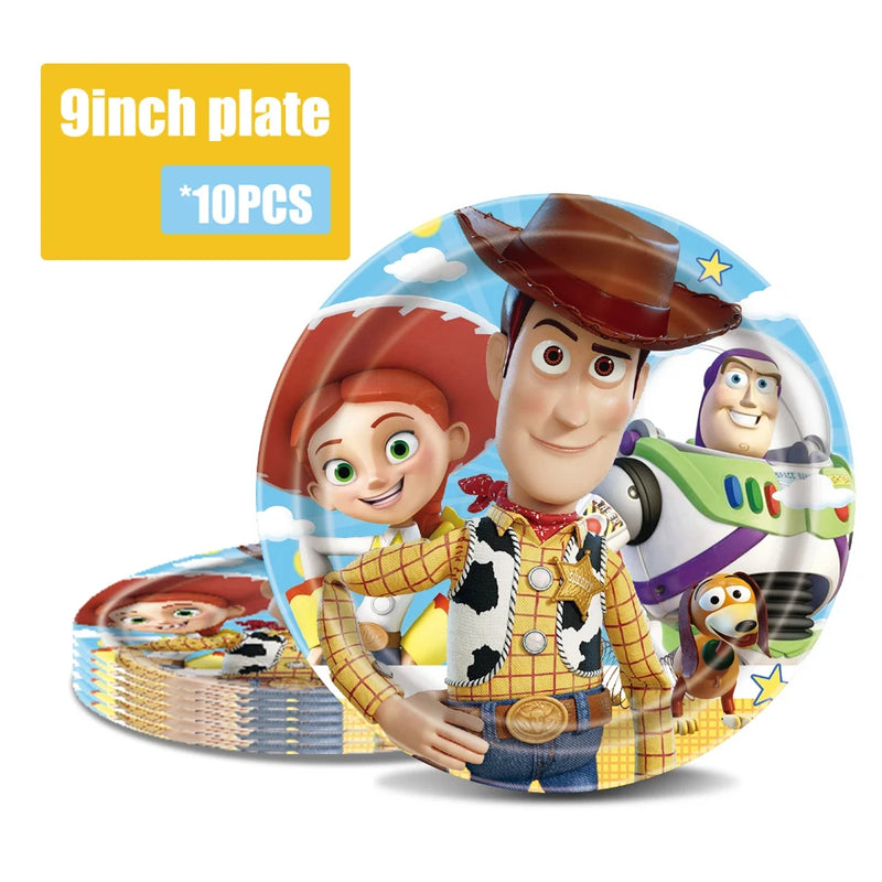 Toy Story Birthday Party Supplies  Cowboy Buzz Lightyear Balloons Snap Bracelet Paper Plate Cup Banner Birthday Gift Surprise