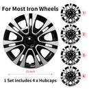 4 PCS Wheel Covers Hubcaps Design For 15 Inch Steel Wheels R15 Tire For Most Family Cars