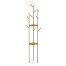 Heavy Duty Metal Coat Rack Stand Clothes Hanger Hall Tree with 3 Storage Shelves 9 Hooks and Marble Base