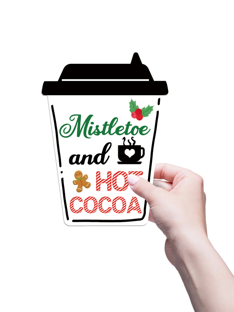 Putuo Decor 4pc Christmas Table Decor, Christmas Hot Cocoa Sign, Desktop Wooden Sign for Tiered Tray Farmhouse Table Christmas