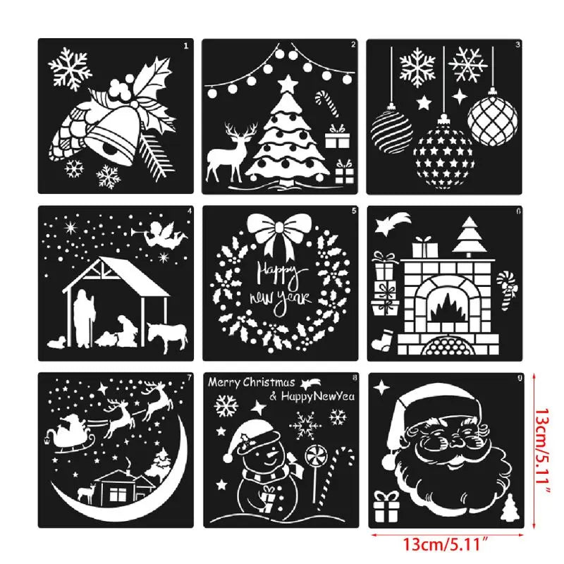 12PCS/Pack Christmas Painting Stencil Christmas Decoration Supplies