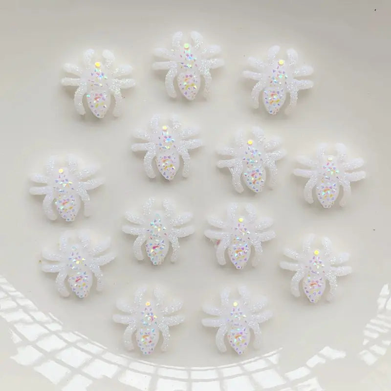 30PCS12MM Flat back resin popular fashion 3D spider scrapbook Halloween holiday party gift jewelry decorative crafts accessories