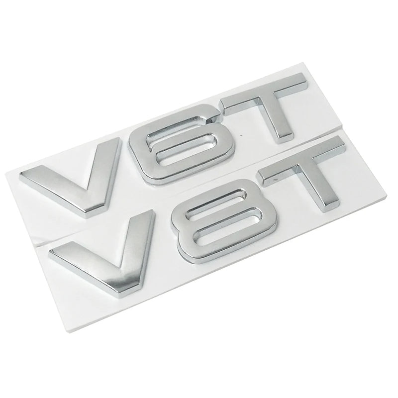 Car Styling 3D Metal V6T V8T V6 V8 T Fender Side Body Emblem Tail Trunk Fender Badge Sticker For Audi A4 A3 A5 A6 A1 Q3 Q5 Q7