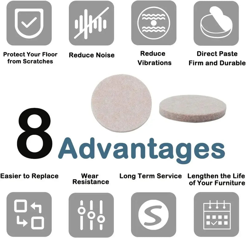 Felt Pad Round Furniture Pads Chair Legs Anti Scratch Floor Protector Self-Adhesive Furniture Sliders for Hardwood Floors Table