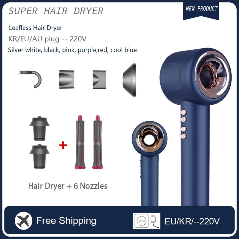 Professional Hair Dryers 220v Super Leafless Hair Dryer Home Travel Salon Styling Blow drier Tool