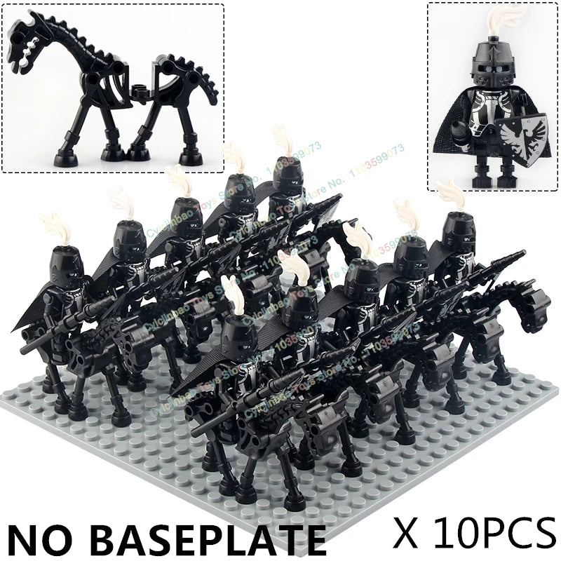 10PCS AX9815-16 Medieval Knight Skeleton Knight Accessories Shield Spear Armor Building Block bricks Action Figure Chilldren Toy