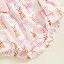 Adorable Toddler Easter Dress with Bunny Print Ruffled Sleeves Matching Headband and Bow Detail - 2 Piece Spring Ensemble