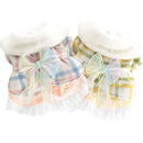 Dogs and Cats Winter Coat Tutu Fur Collar Bow Design Female Pet Puppy Warm Coat Outfit