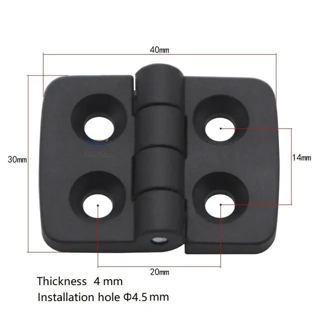 10PCS 40*30mm Small Hinges Black Mini Plastic Door Bearing Butt Cabinet Drawer Jewellery Box ABS Hinge For Furniture Hardware