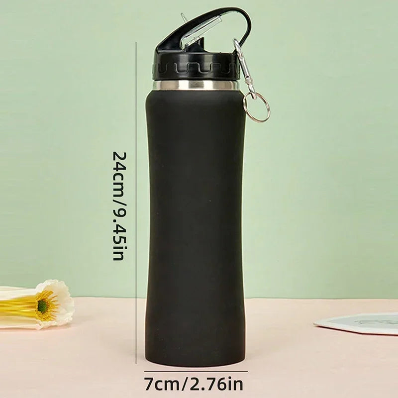 750ml  Double-layer Stainless Steel Water Bottle with Straw Outdoor Sports Large-capacity Portable Tumbler Thermos Cup