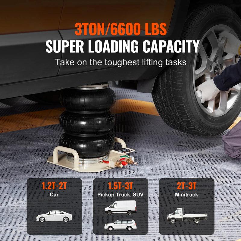 SucceBuy Air Jack 3 Ton Double Bag Air Jack Air Bag Jack Lift Up 3-5s Fast Lifting Air Bag Jack for Cars with Short Handle
